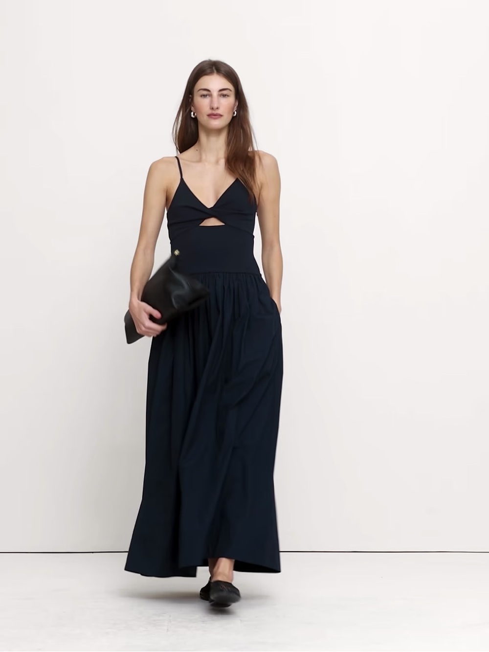 Banana Republic Navy Spaghetti-Strap Midi Dress